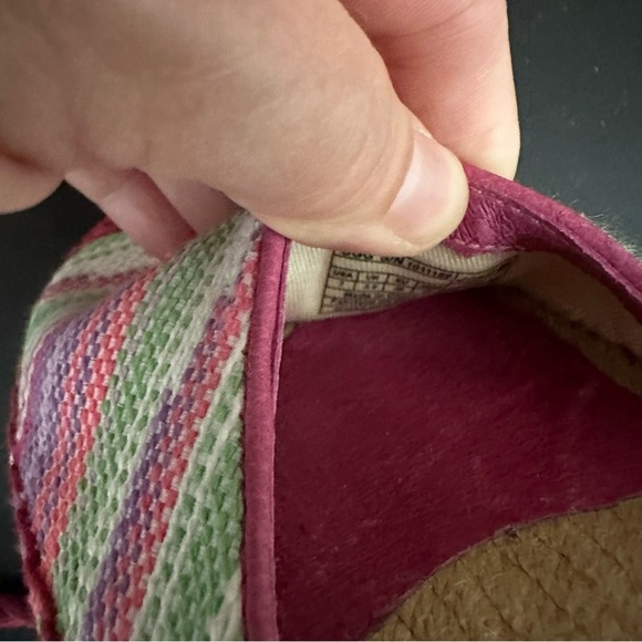 UGG Women’s Libbi Serape Striped Canvas Espadrilles Pink Fuschia Ankle Tie 7 - Picture 9 of 10